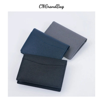 Customized Initials Genuine Leather Card Holder Bank Card Multi Card Slot Business Card Bag Commuter Wallet Men's Cover Wallet