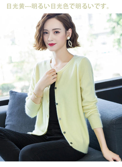 Women Cardigan Large Size Warm Pure Mink Cashmere Sweaters O-neck Loose Coat Female Sweater Ladies' Jacket Solid Knit Cardigans