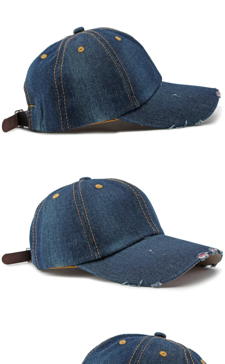 Akkad Kuti 2025 New Launch Distressed Washed Denim Cap Unisex Retro UV Protection Outdoor Sun Hat