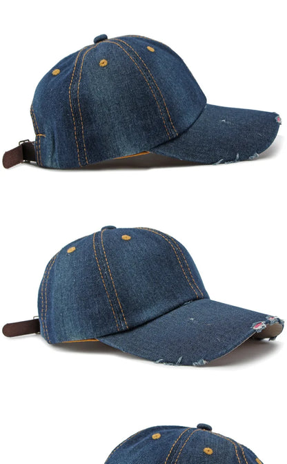 Akkad Kuti 2025 New Launch Distressed Washed Denim Cap Unisex Retro UV Protection Outdoor Sun Hat