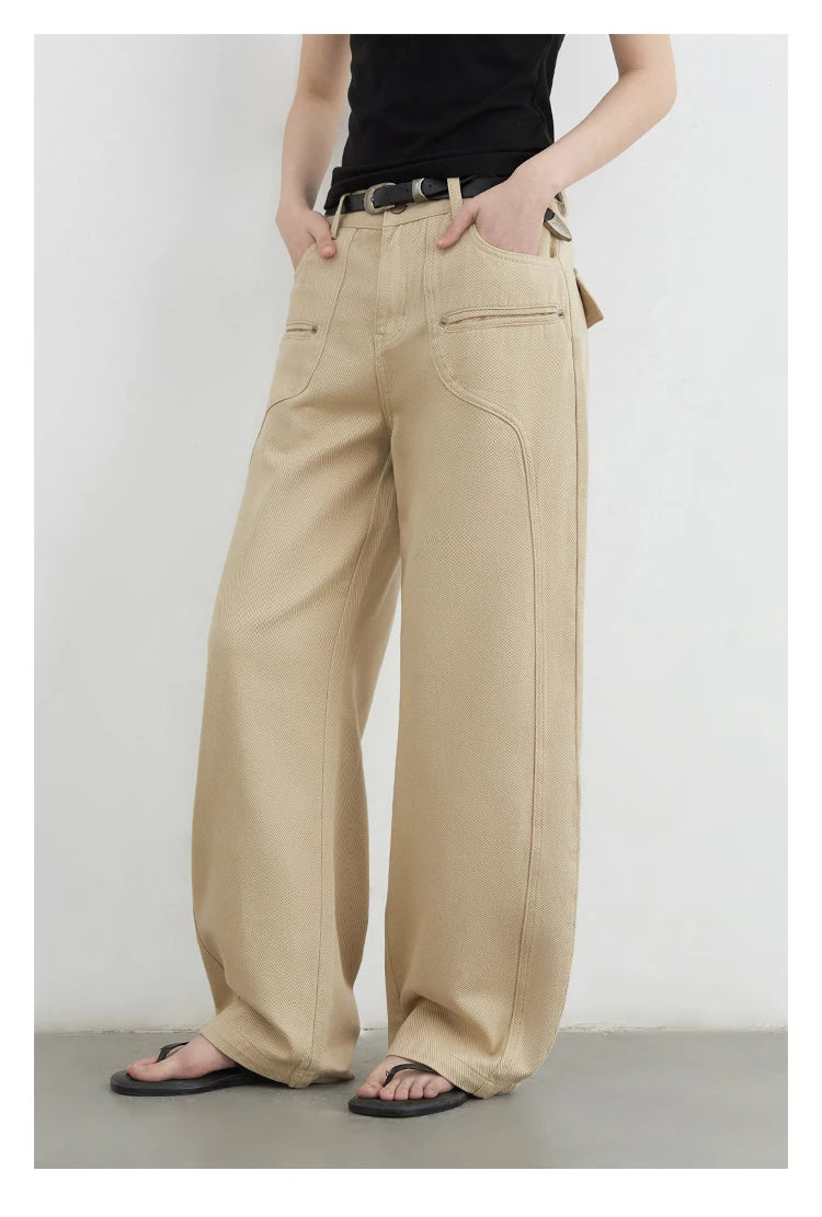 CHIC VEN Women Jeans Solid Loose Casual New Split Wide Leg Denim Pant Workwear Female Trousers Spring Autumn 2025