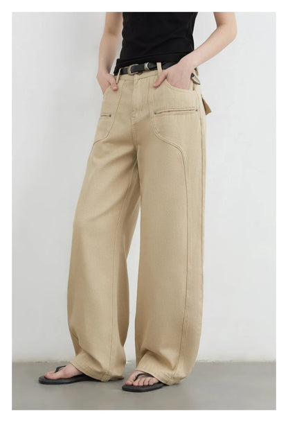 CHIC VEN Women Jeans Solid Loose Casual New Split Wide Leg Denim Pant Workwear Female Trousers Spring Autumn 2025