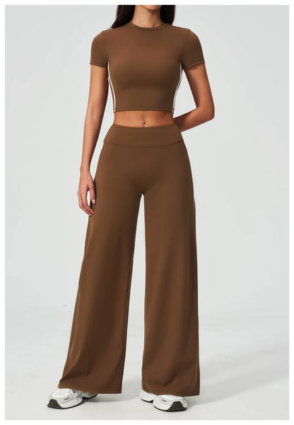 Yoga Pants Women High Waist Wide Leg Trousers Tummy Control Straight Workout Sports Pants Female Casual Fitness Bell-bottoms