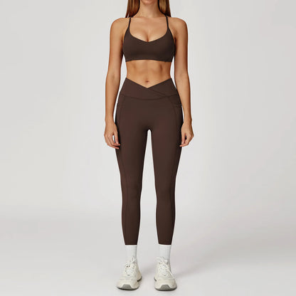 Women Sportswear Yoga Set 2PCS Sport Suit Gym Workout Clothes Women's Tracksuits Fitness Gym Vest High Waist Sports Leggings