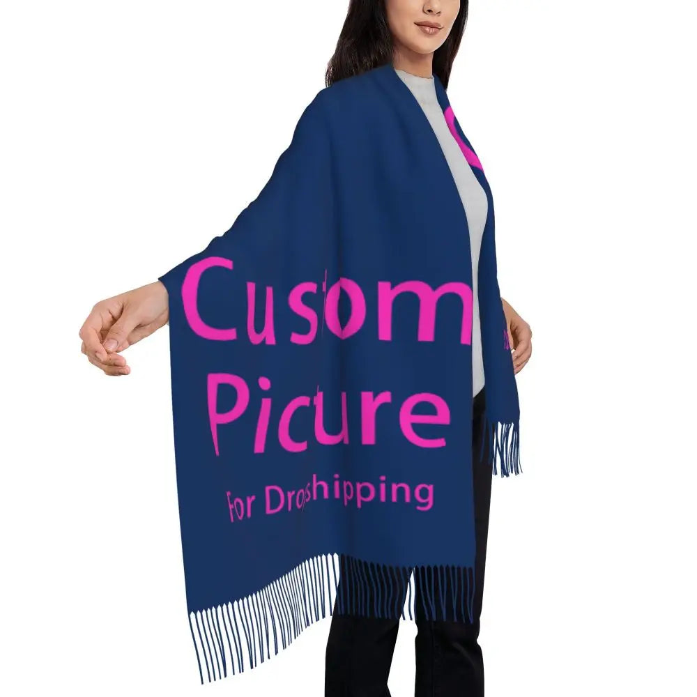 Custom Printed Your Design Here Scarf Men Women Winter Warm Scarves Custom Customize Logo Letter Print Shawls Wraps