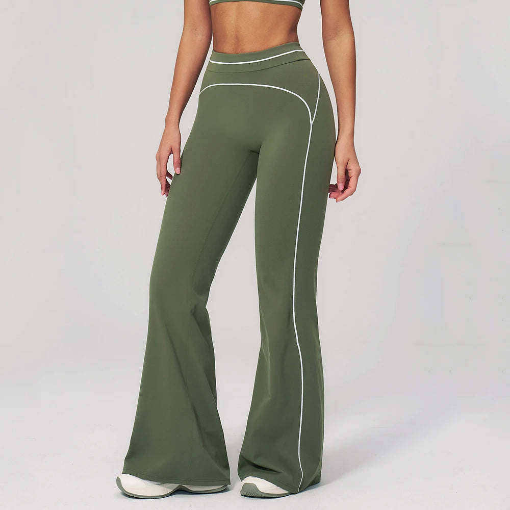 High Waist Yoga Wide Leg Pants Women Gym Fitness Bell-bottoms Pants Push Up Sports Trousers Female Casual Workout Flared Pants