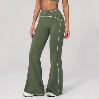 High Waist Yoga Wide Leg Pants Women Gym Fitness Bell-bottoms Pants Push Up Sports Trousers Female Casual Workout Flared Pants