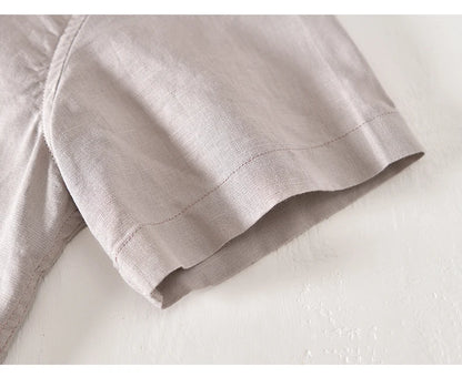 Summer Linen Cotton Men's POLO Collar Shirt Casual Business Short Sleeved Cardigan Fashion Loose Breathable Comfortable T-shirt