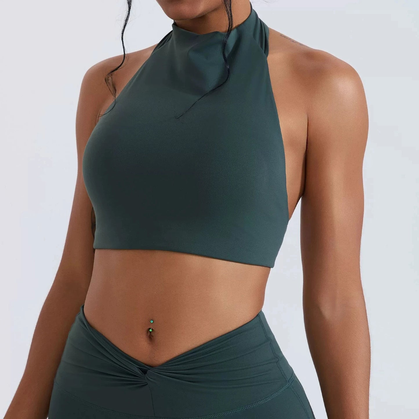 Halter Top Gym Vest Woman Backless Tank Tops Push Up Sport Bras Running Vest Workout Underwear With Chest Cushion Top Activewear