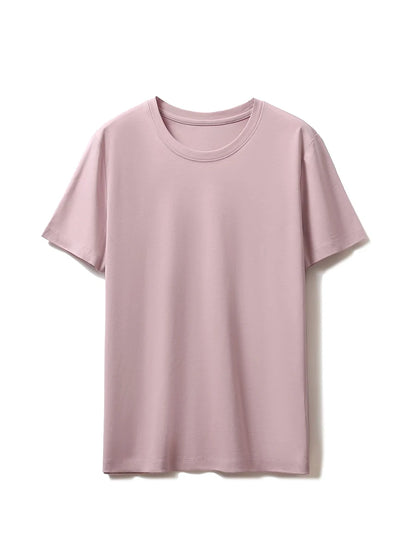 SuyaDream,Women Solid T shirts, 10%Silk 58%Cotton, V Neck, Short Sleeved Tee, 2025 Summer Candy Colors Basic Cozy Top