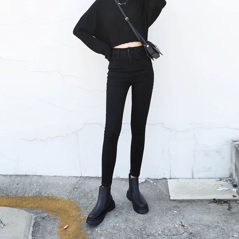 CHIC VEN Women Jeans Solid Slim Retro High Waisted Small Leg Denim Pant Skinny Pant Spring Autumn 2026
