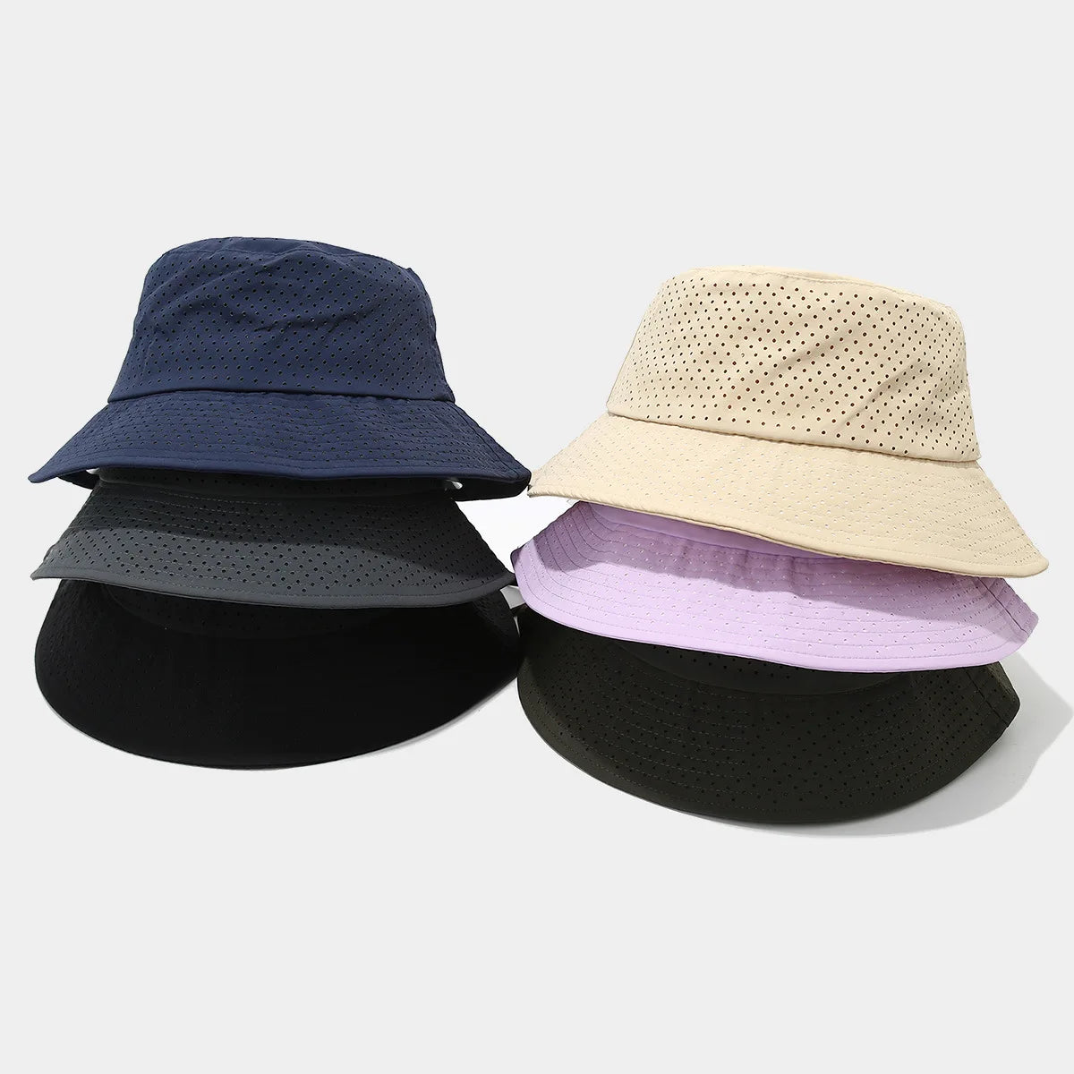 Summer Sun Hat Men Women Quick-Drying Mesh Panama Outdoor Flat Top Bucket Hat Mesh Breathable Fisherman Capwith Windproof Rope