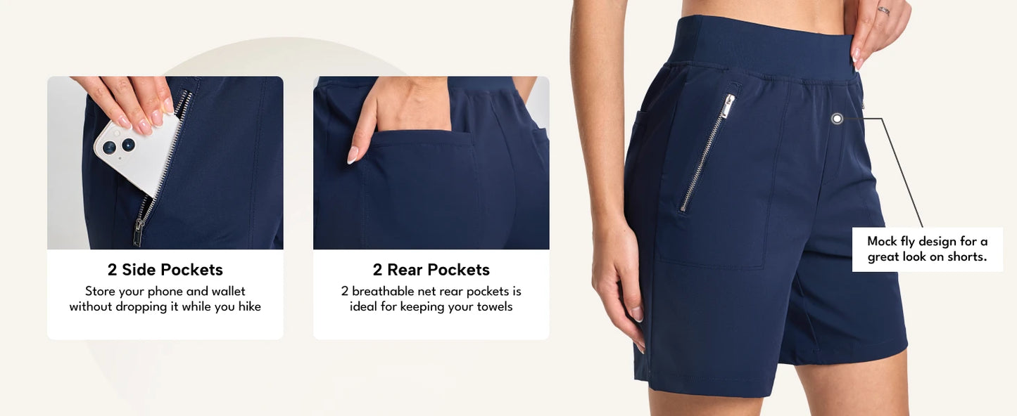 TACVASEN Women's High Waisted Hiking Golf Shorts with 4 Pockets 7" Lightweight Stretchy Athletic Running Summer Shorts Quick Dry