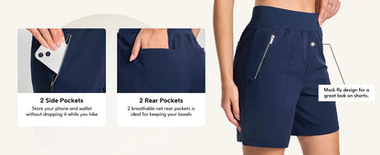 TACVASEN Women's High Waisted Hiking Golf Shorts with 4 Pockets 7" Lightweight Stretchy Athletic Running Summer Shorts Quick Dry