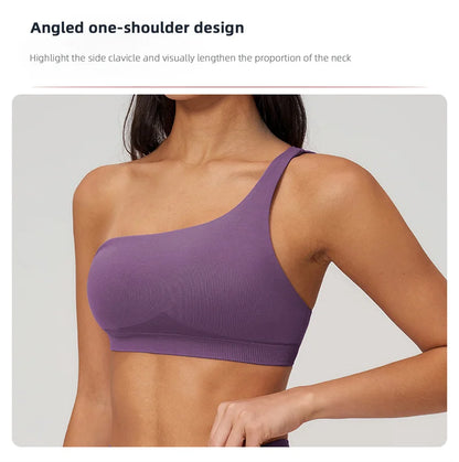 TRY TO BN Seamless Two Pieces Women's Tracksuit Yoga Shorts Set One-shoulder Hollow Backless Fitness Running Workout Gym Clothes