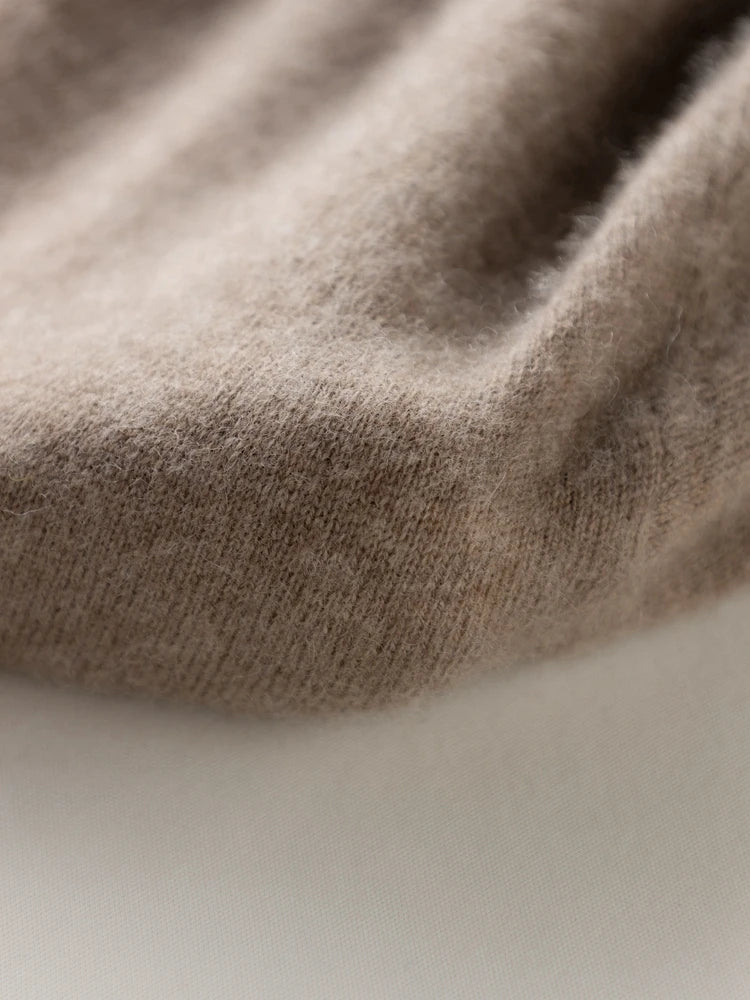 CHICUU Women 100% Cashmere Dresses V-neck Waist Cinching Dresses Autumn Winter Office Lady Grace Luxury Cashmere Knitwear