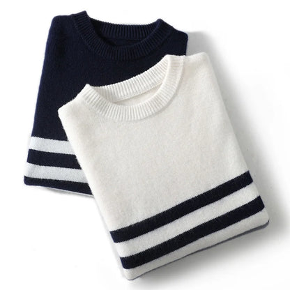 DjzDsm Autumn And Winter Men's Round-neck Sweaters 100% Merino Wool Pullovers Casual Knitted Shirts Soft And Warm Men's Tops