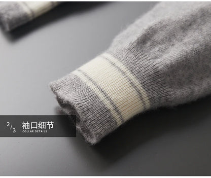 Autumn and Winter 100% Pure Cashmere 2-Piece set Men Loose and Warm Round Neck Pullover Sweater Knitted Casual Pencil Pants Suit
