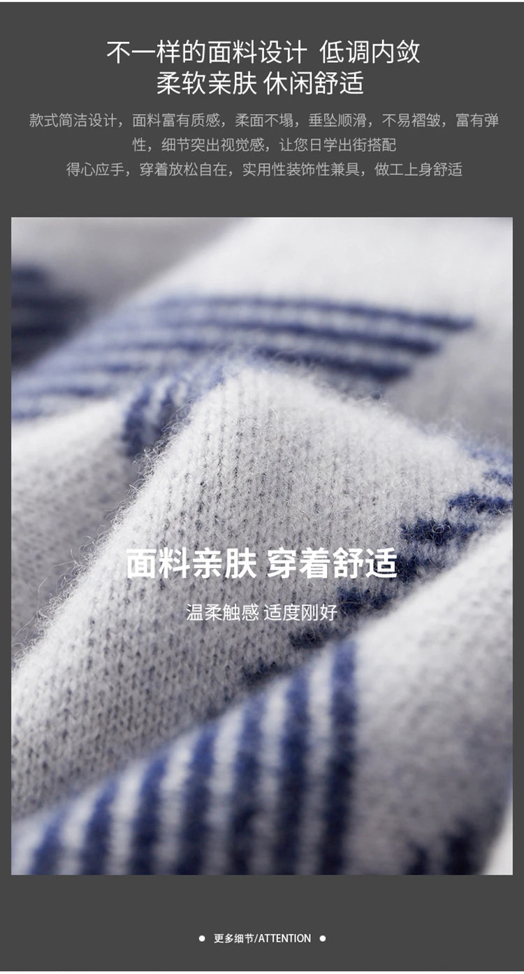 Men's Autumn Winter New 100% Cashmere O-Neck Sweater Fashion Knitted Jacquard Pullover Top Color blocked Thickened Men's Wear