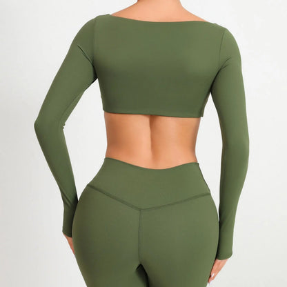 Women Yoga Shirts Crop Top Sexy Long Sleeves Shirts for Women Yoga Sports Fitness Sport Gym Clothes Running Push Up Workout Tops