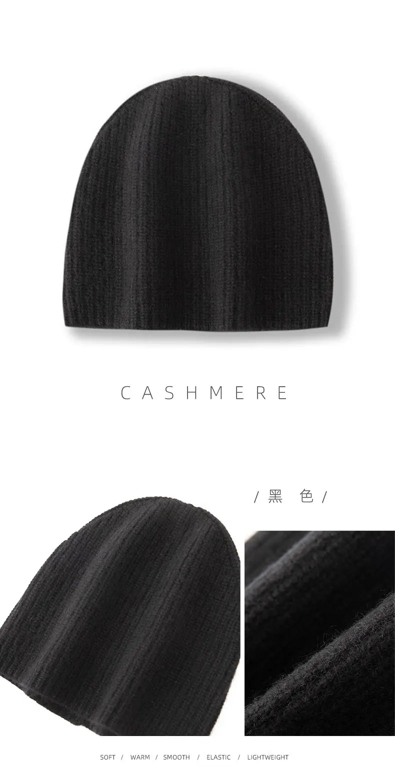 DjzDsm New Autumn/Winter Men's High-end 100% Goat Cashmere Pullover Hat With Elastic Knitted Warm Hat