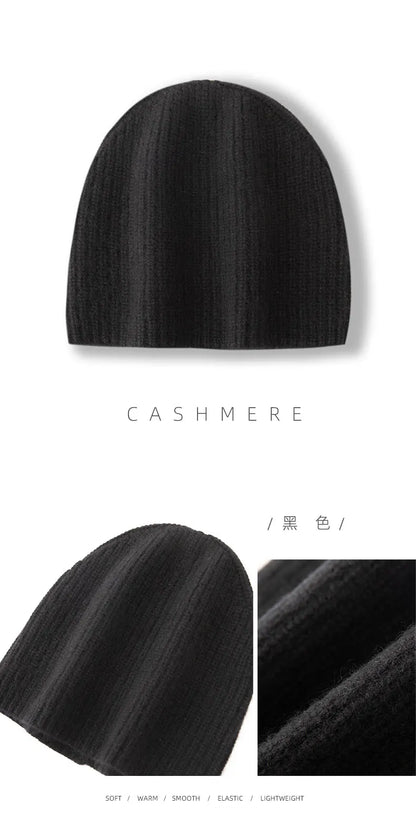 DjzDsm New Autumn/Winter Men's High-end 100% Goat Cashmere Pullover Hat With Elastic Knitted Warm Hat