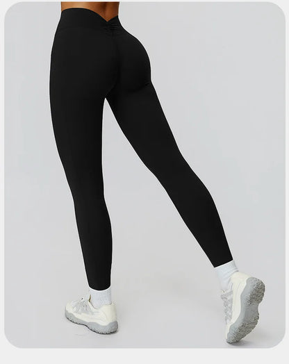 Customized LOGO women's yoga trousers high waist pleated leggings outdoor running sports fitness trousers