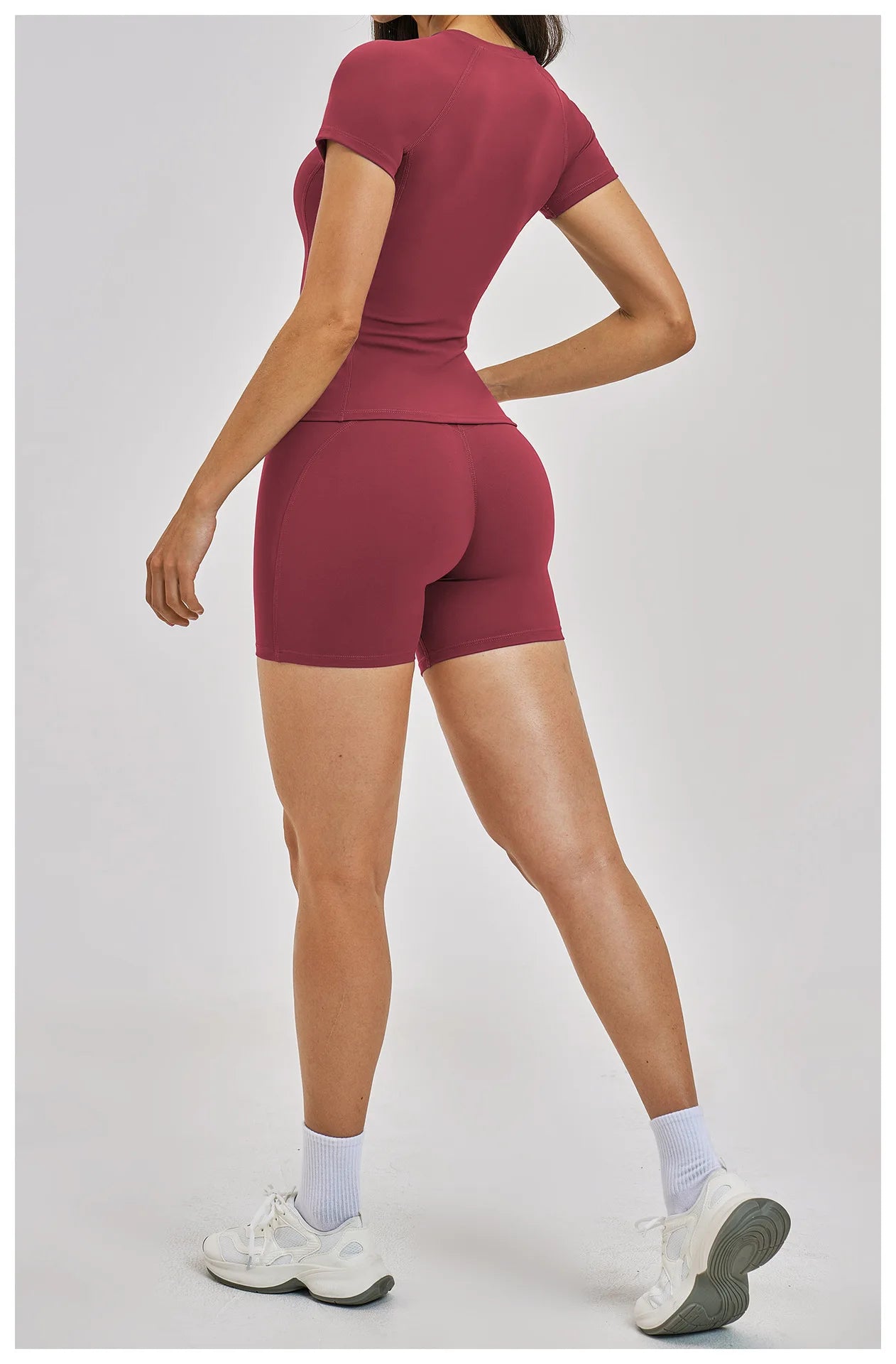 Custom LOGO women's spring and summer short-sleeved sports yoga fitness clothes shorts casual sports two-piece set