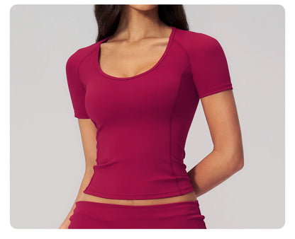 Sexy Women Yoga Shirts Fitness Sports T-Shirts Gym Workout Short Sleeve Top Running Active Wear Femme Sports Top Workout Shirts