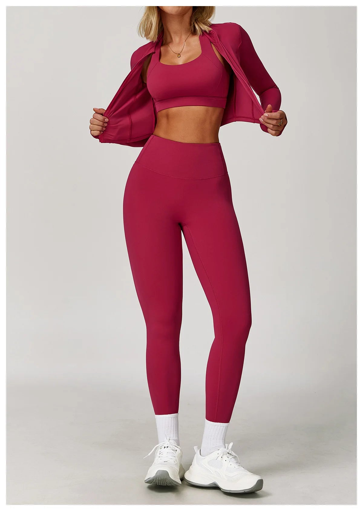 3PCS Yoga Set Gym Clothes 2 PCS Sportswear Women Yoga Suits Fitness Set women's Tracksuits Sports Jacket Long Sleeve Gym Legging