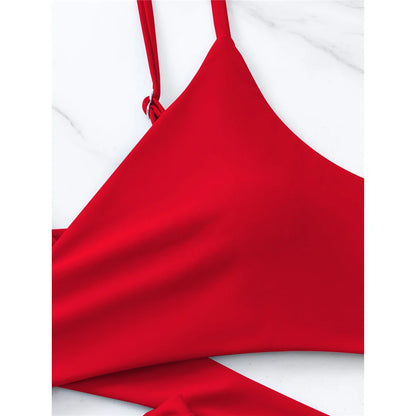 S - XL New 7 Colors V Neck High Waist Bikini Female Swimsuit Women Swimwear Two-pieces Bikini set Bather Bathing Suit Swim V5006