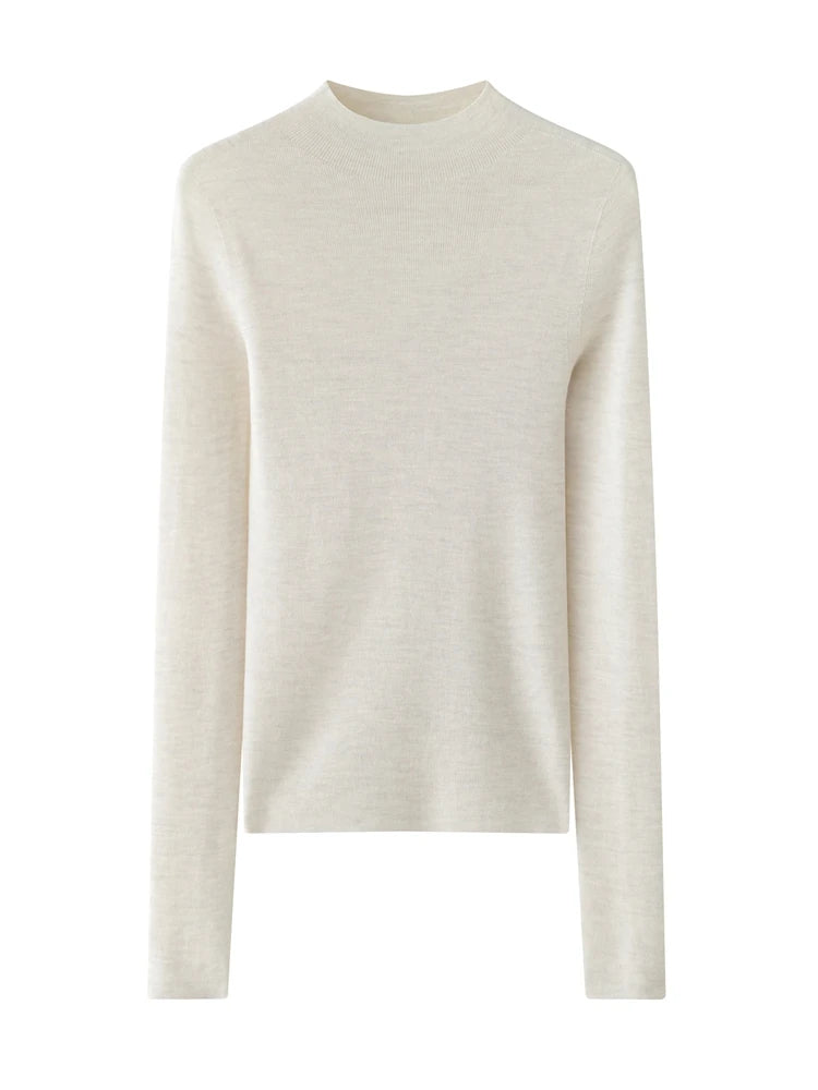 CHICUU Women 100% Wool Sweater Machine Washable Mock Neck Pullover 18-Thread Worsted Cashmere Knitwear   Autumn Winter Clothes