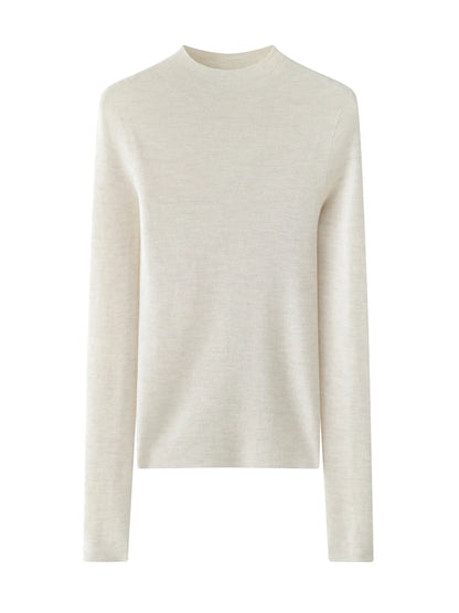 CHICUU Women 100% Wool Sweater Machine Washable Mock Neck Pullover 18-Thread Worsted Cashmere Knitwear   Autumn Winter Clothes