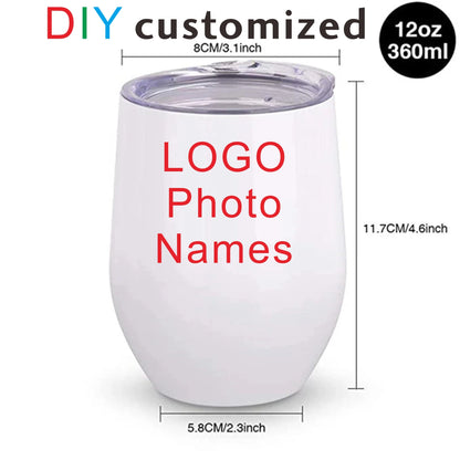 DIY Sublimation Wine Coffee Tumbler 12oz Cup Tube Shape Hot Cold Thermos Metal Glasses Container Seal Lid Wedding Party