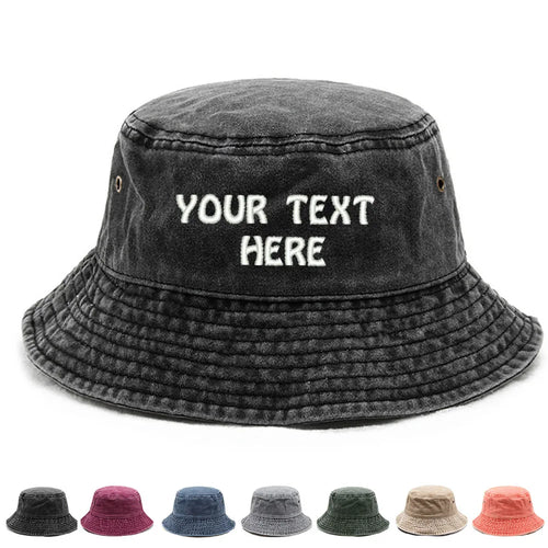 Personalized Custom Text Logo Embroidery Men's Bucket Hats Women's Washed Cotton Summer Sun Hats Wholesale Dropshipping