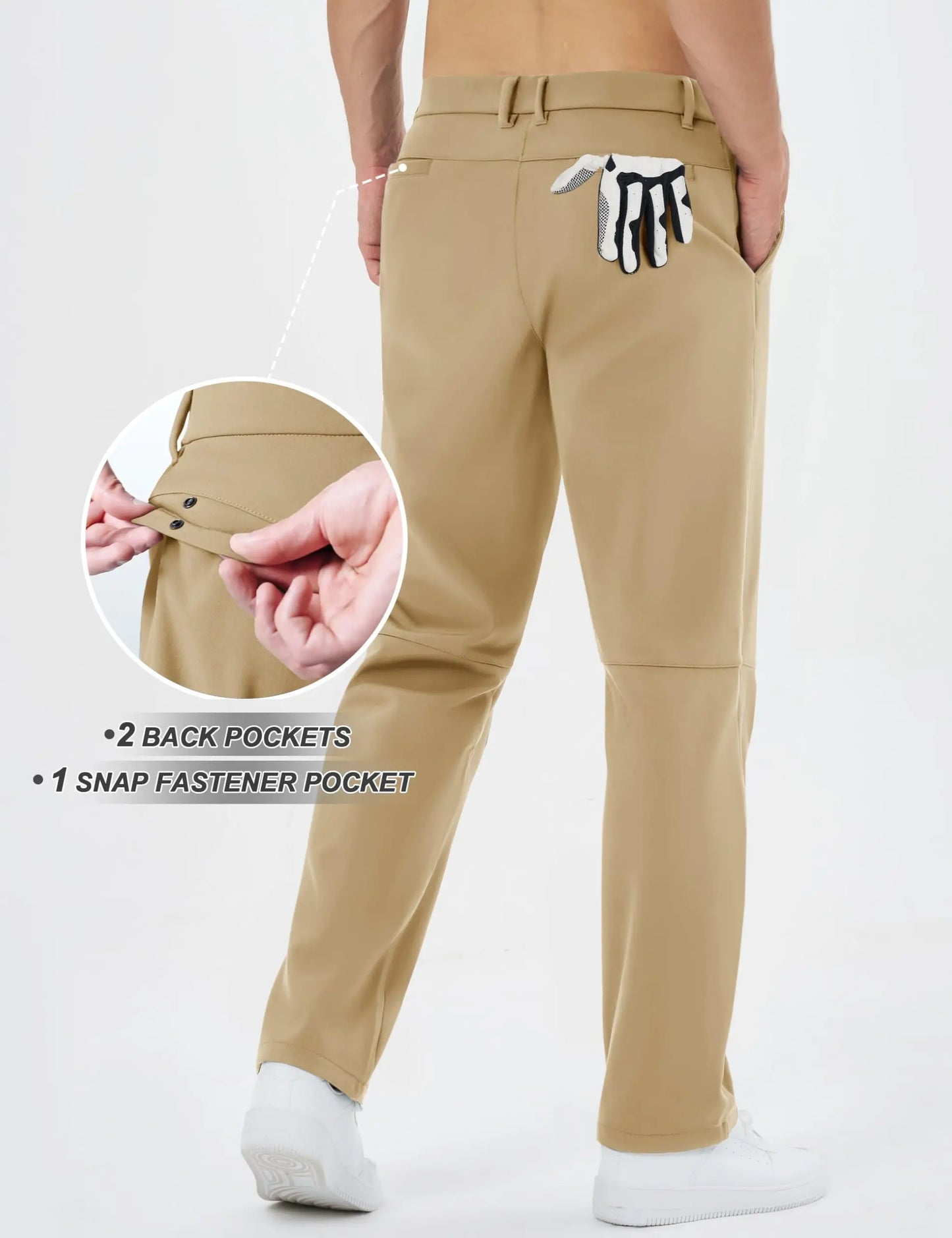 TACVASEN Winter Golf Pants for Men Fleece Lined Work Business Casual Dress Slacks Water Resistant Stretch Warm Trousers
