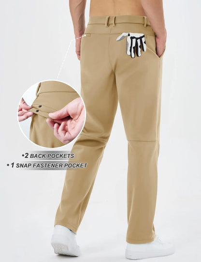 TACVASEN Winter Golf Pants for Men Fleece Lined Work Business Casual Dress Slacks Water Resistant Stretch Warm Trousers