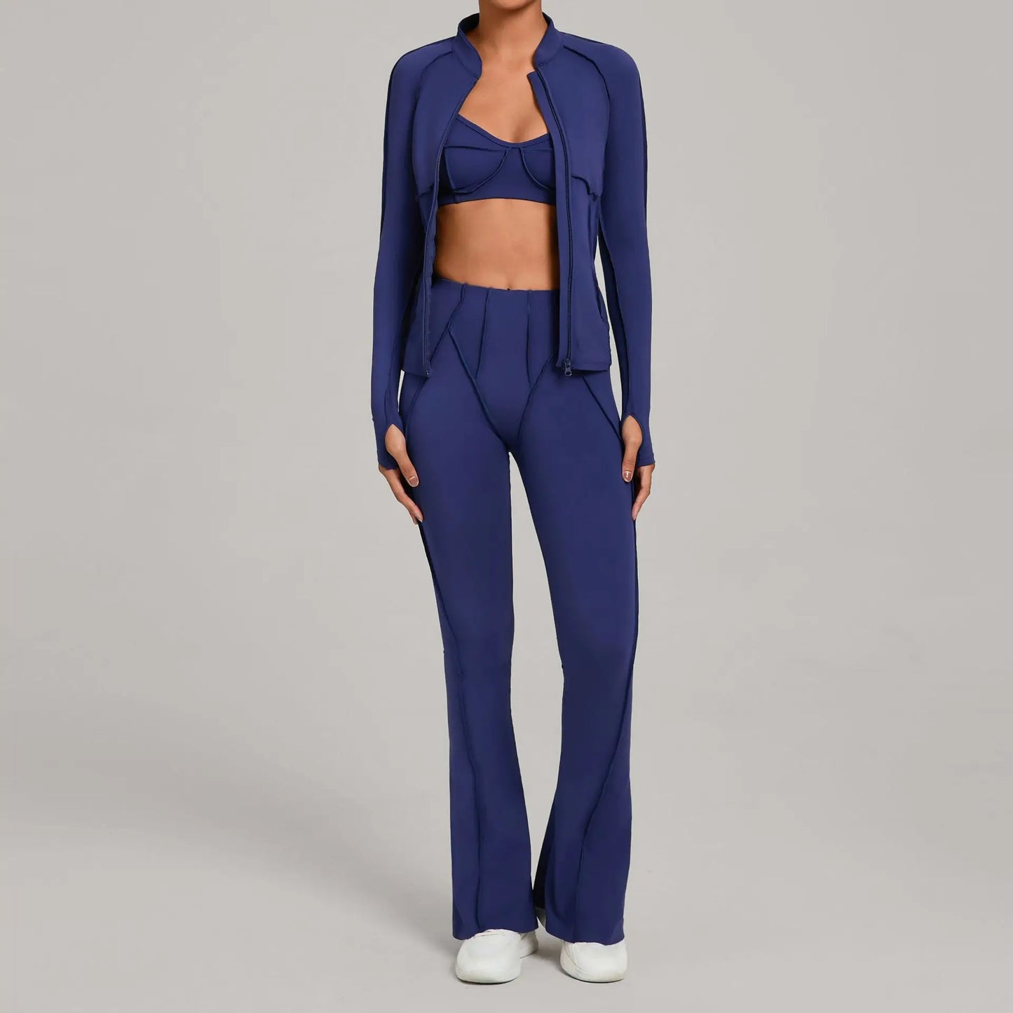 SWELTERING 3PCS Women's Yoga Suit Gym Fitness Set Sports Wear Yoga Tracksuit Running Workout Set Female Push Up Athletic Wear