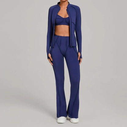 SWELTERING 3PCS Women's Yoga Suit Gym Fitness Set Sports Wear Yoga Tracksuit Running Workout Set Female Push Up Athletic Wear