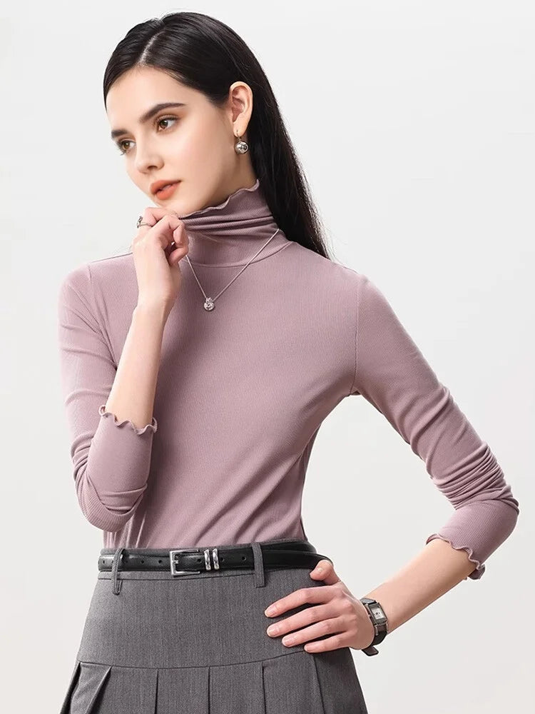 SuyaDream, Women Bottoming T Shirt, Silk Viscose Blend, Long Sleeves, Solid Basic Thermal  Shirt, 2024 Autumn Winter Top