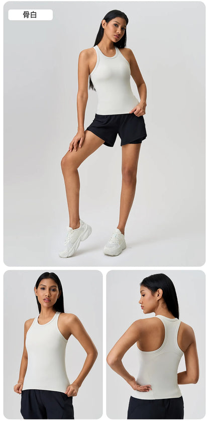 Custom LOGO new nude shaping yoga clothes vest with chest pad fitness sports sleeveless top