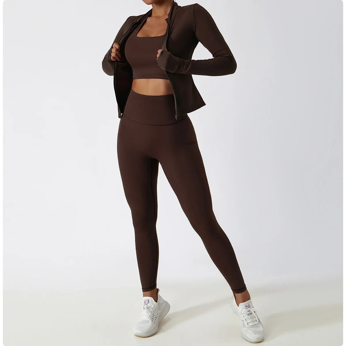 Yoga Shirts For Women Zipper Long Sleeve Fitness Jacket Running Gym Clothes Workout Dry Fit Breathable High Elastic Sports Top
