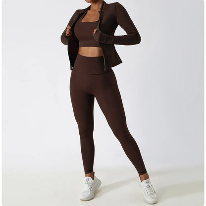 Yoga Shirts For Women Zipper Long Sleeve Fitness Jacket Running Gym Clothes Workout Dry Fit Breathable High Elastic Sports Top