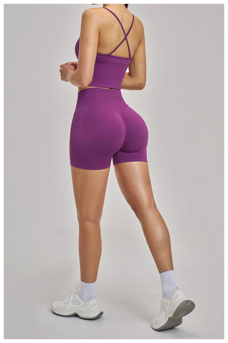 TRY TO BN Seamless Women's Tracksuit Shorts Yoga Set High Waisted Sportswear Fitness Workout Leggings Cycling Running Gym Shorts