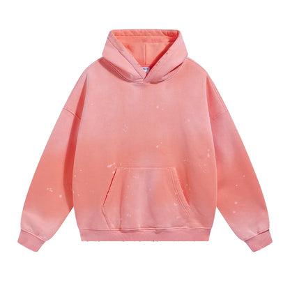 Custom LOGO autumn winter men's women's new white spray dyeing washing water 360G velvet cotton polyester sweatshirt sweatpants