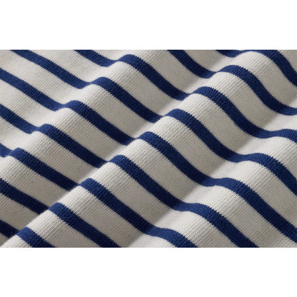 Autumn New Heavy Weight Long Sleeve Tshirt Men Cotton Round Neck Stripe Knited T Shirt Men Retro Casual Streetwear Tops Oversize