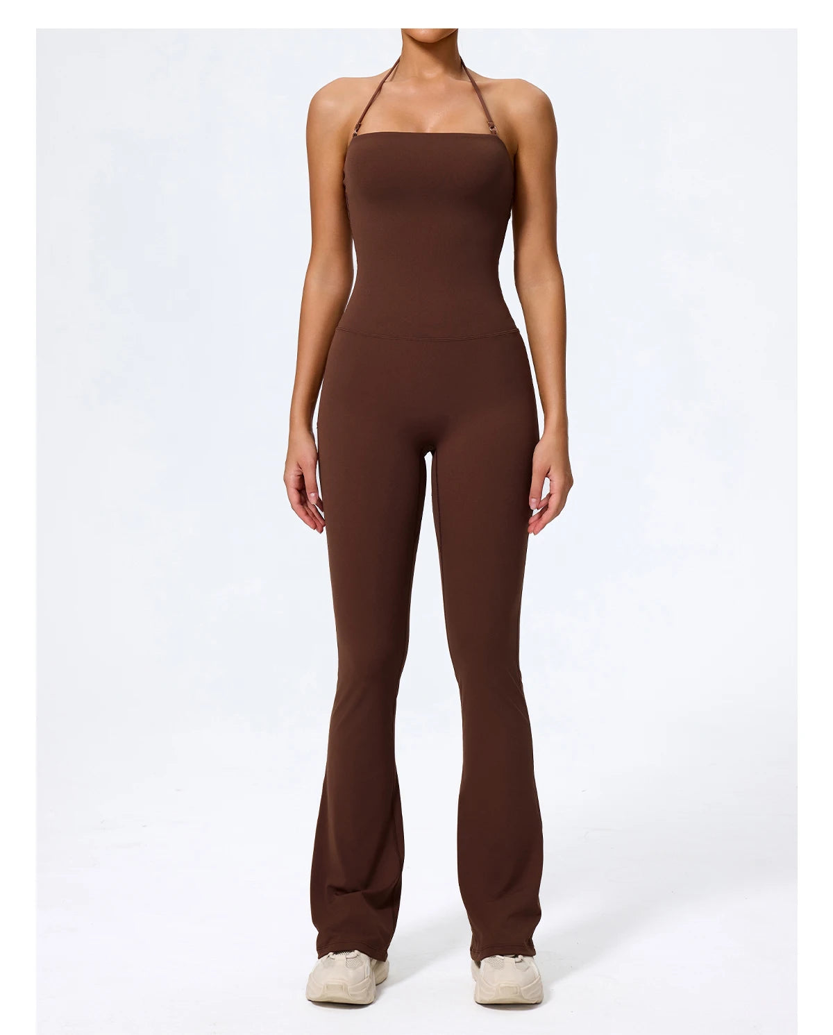 New Summer Women Sleeveless Hang Neck Jumpsuit Backless Flared Activewear Female Yoga Clothes Sport Outfit For Woman Overalls