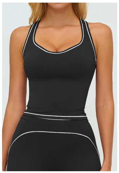 Sports Gym Fitness Vest with Chest Pad Women Color Contrast Shockproof Yoga Bras Female Workout Sports Underwear Yoga Clothes