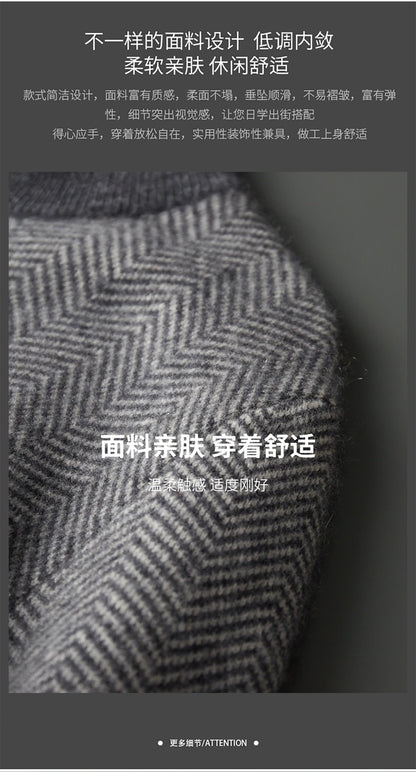 Autumn Winter 100% Merino Wool Knitted Zipper Cardigan Men's Half High Collar Herringbone Pattern Thick Coat Casual Warm Jacket