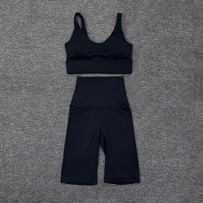 SOISOU Nylon Short Sets Womens Clothing Sports Bra Cycling Shorts Workout Set Women's Tracksuit Gym Yoga Sexy Outfit Women 2023